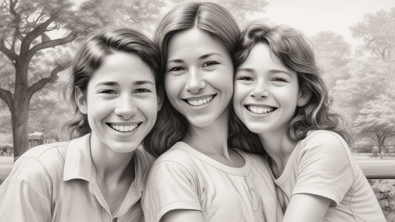 parent hugging children outdoors