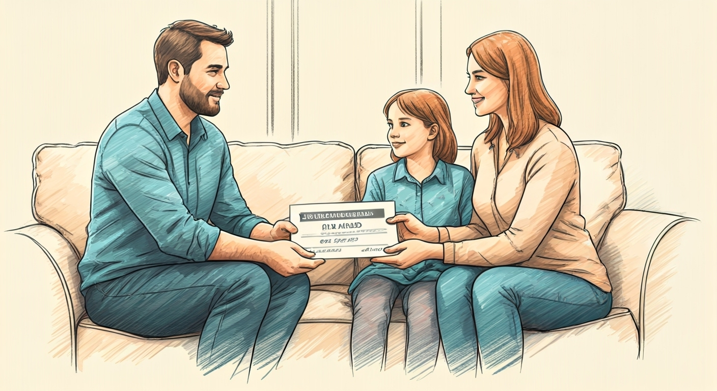 Family receiving insurance payout