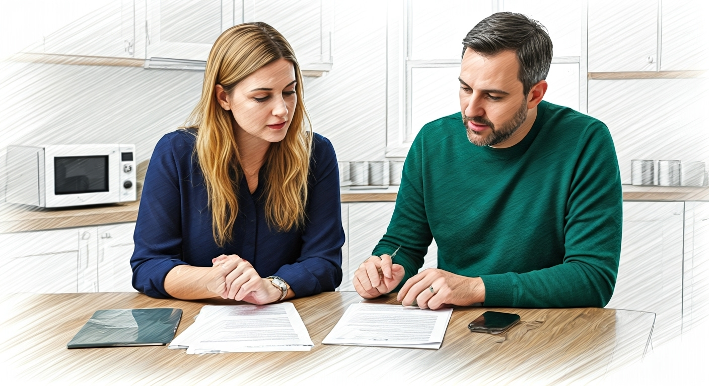 Couple reviewing mortgage papers