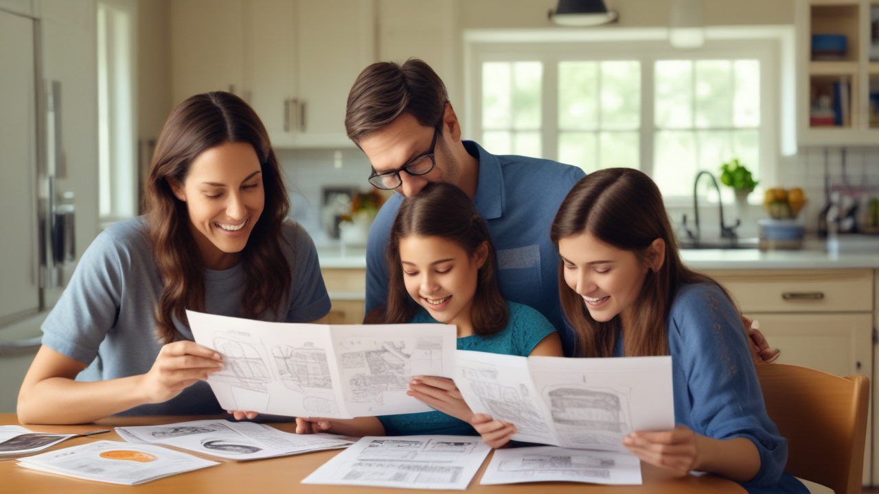 Family reviewing insurance options