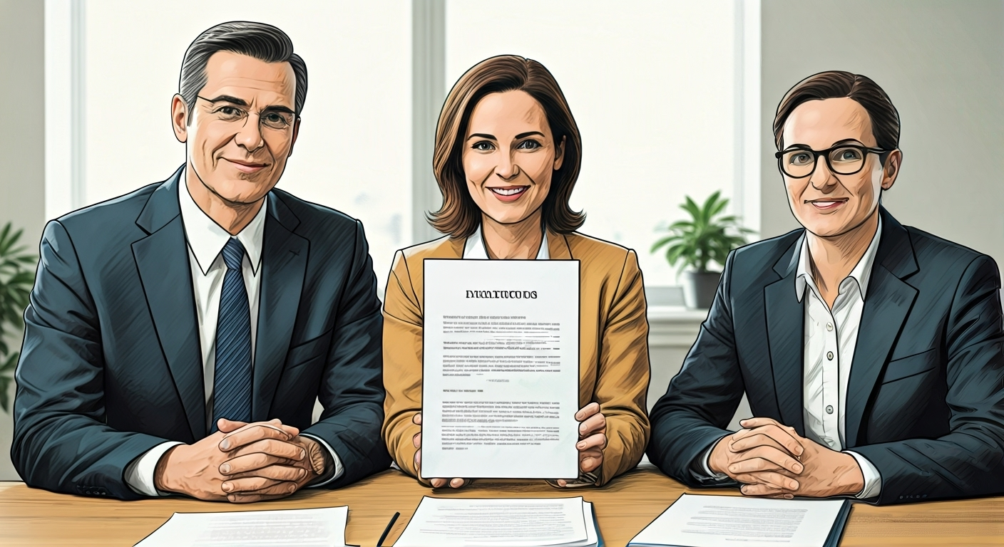 Trust roles gathered around document