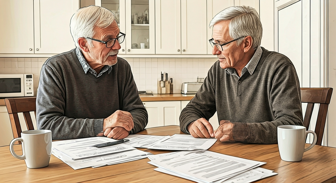 Elderly couple reviewing insurance