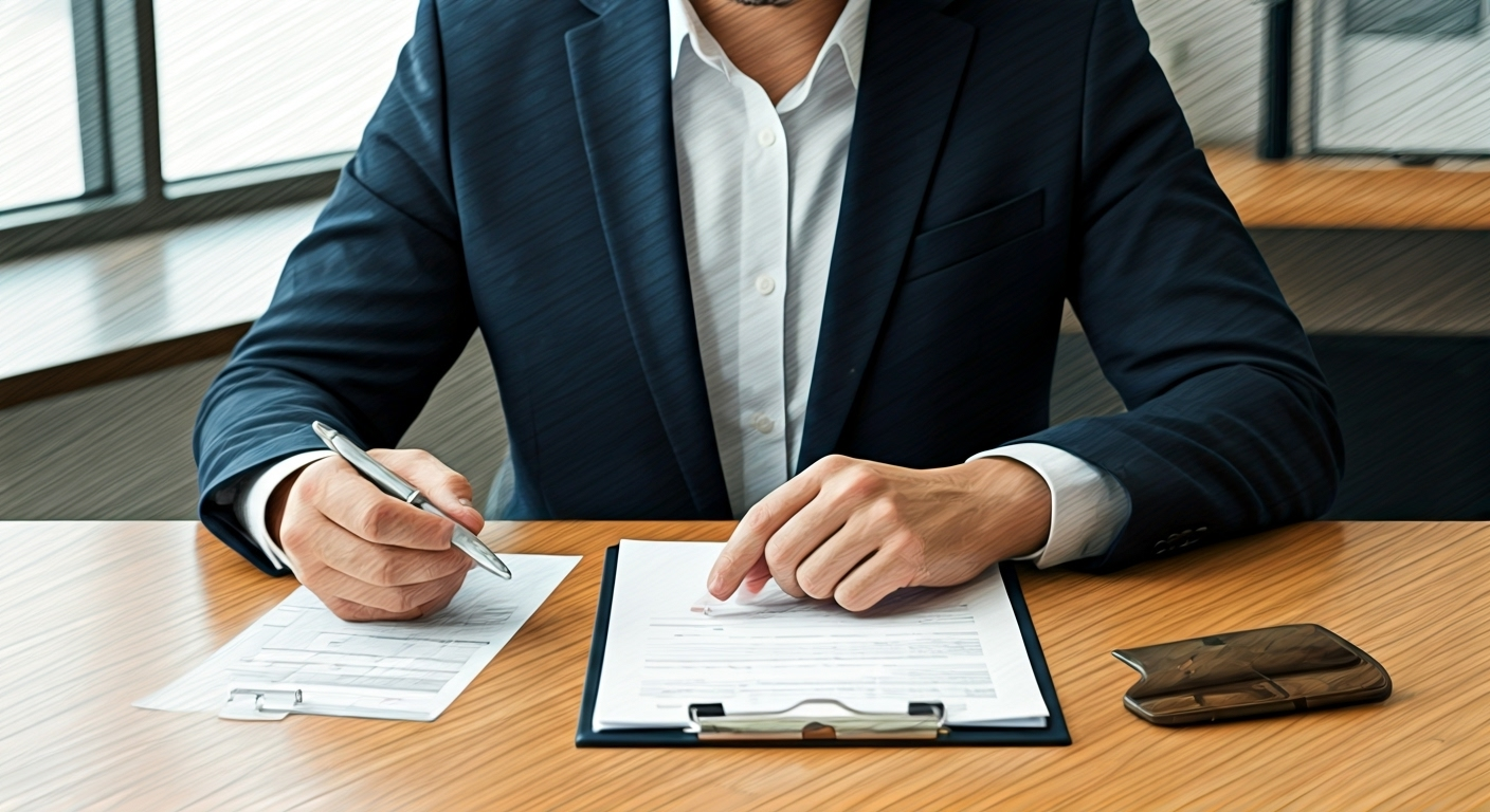 Professional reviewing insurance plans