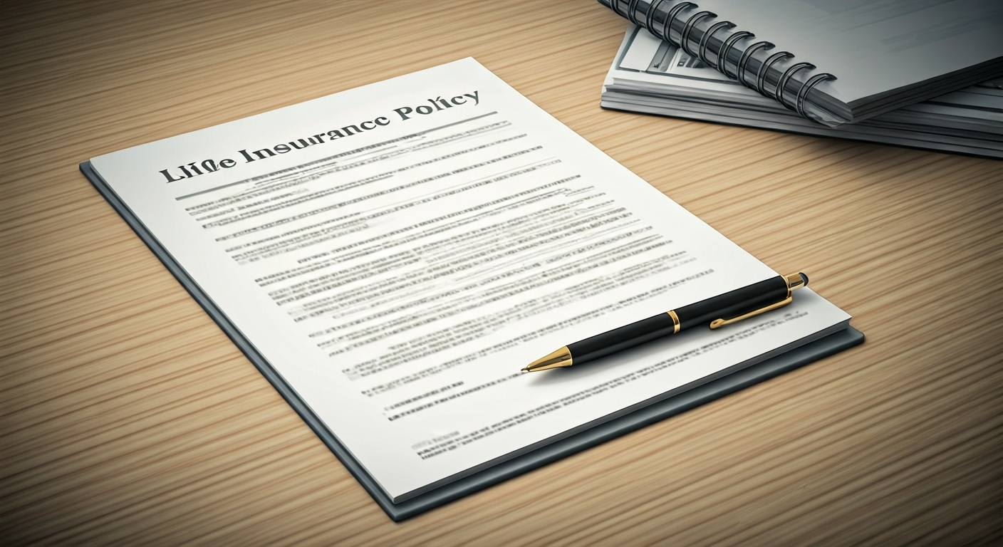 Life insurance policy on desk