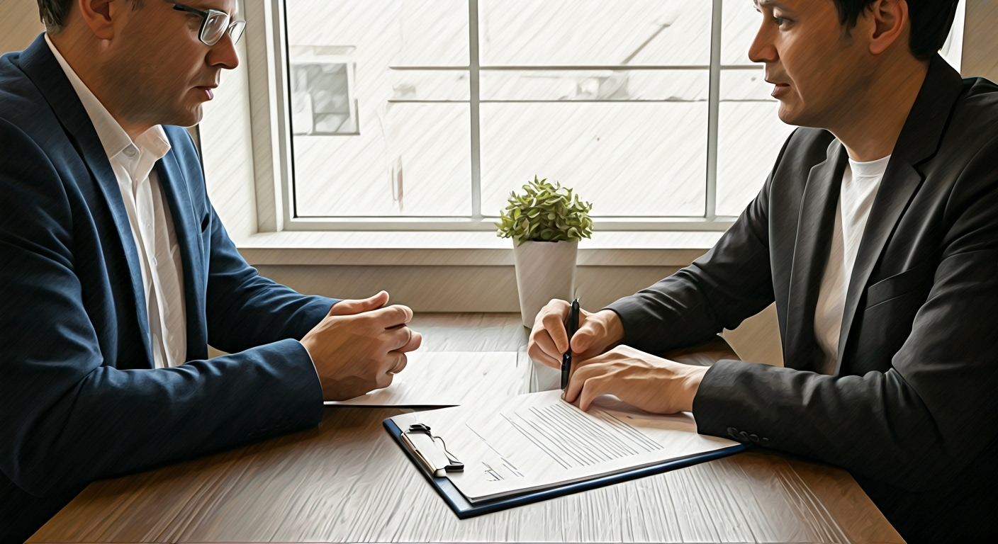 People reviewing mortgage options sketch