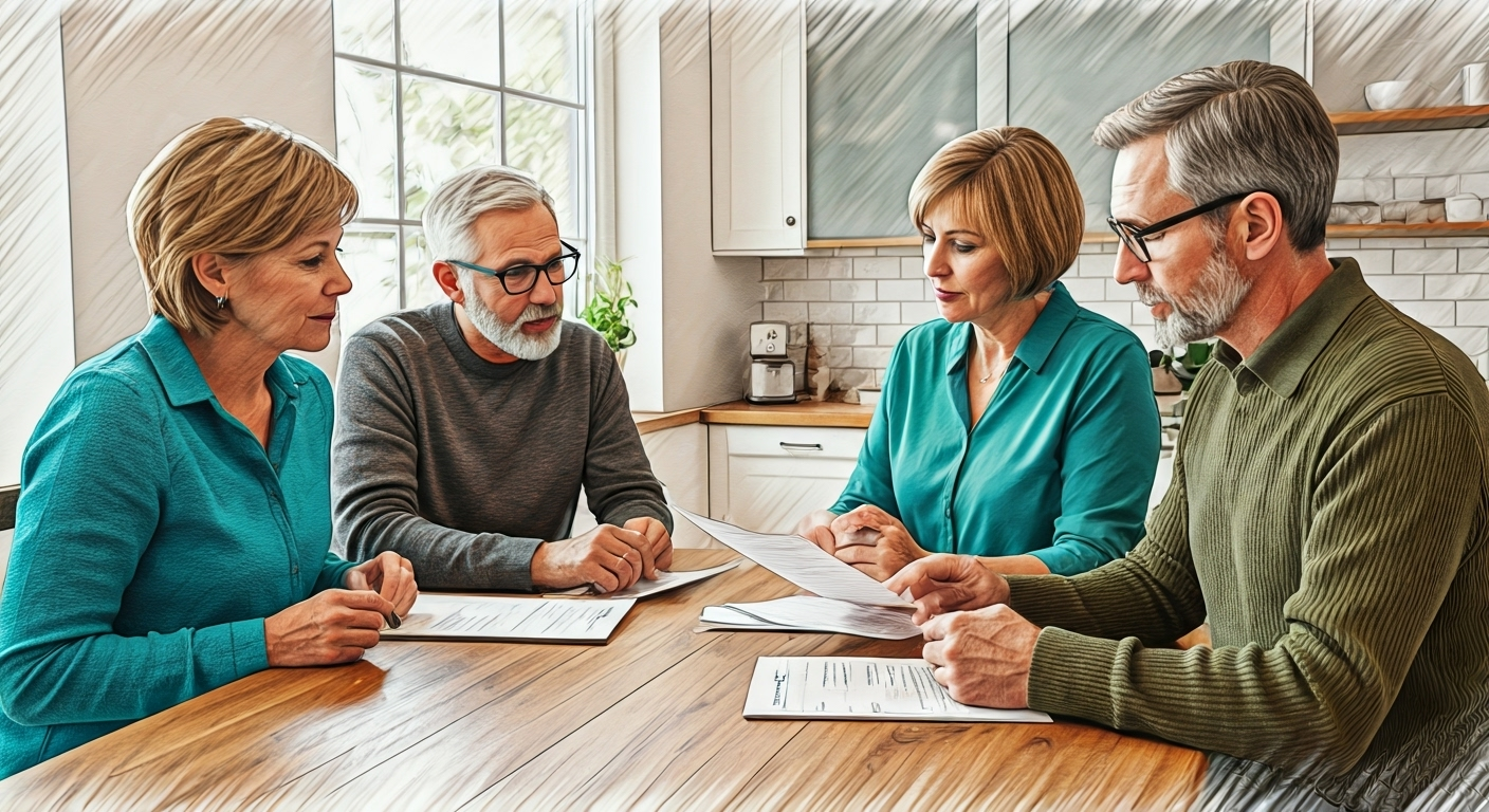 Seniors reviewing insurance documents