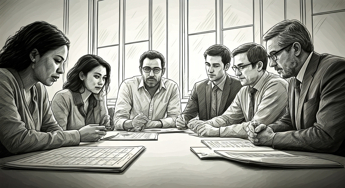 Group reviewing insurance chart