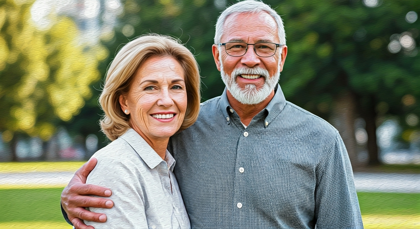 Older couple showing financial security