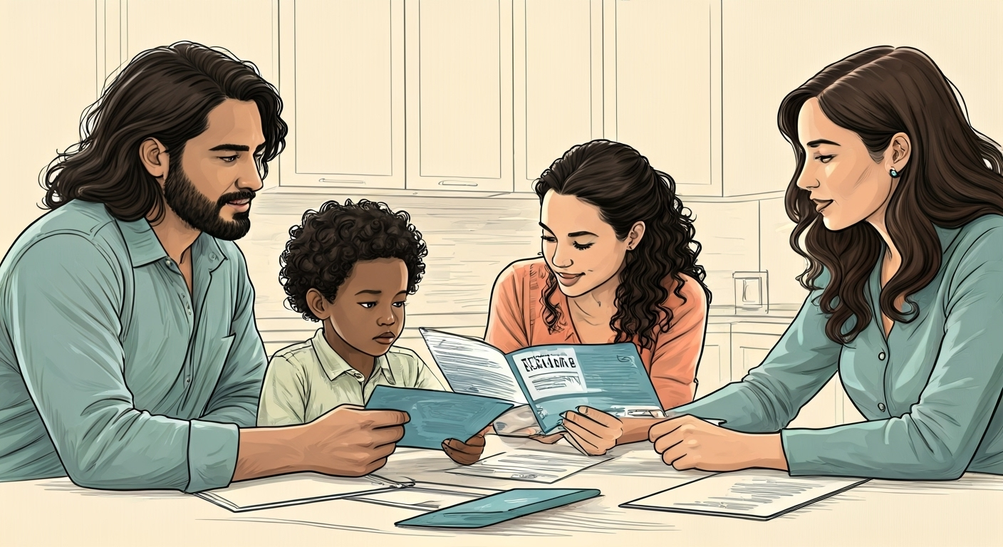 family reviewing insurance options