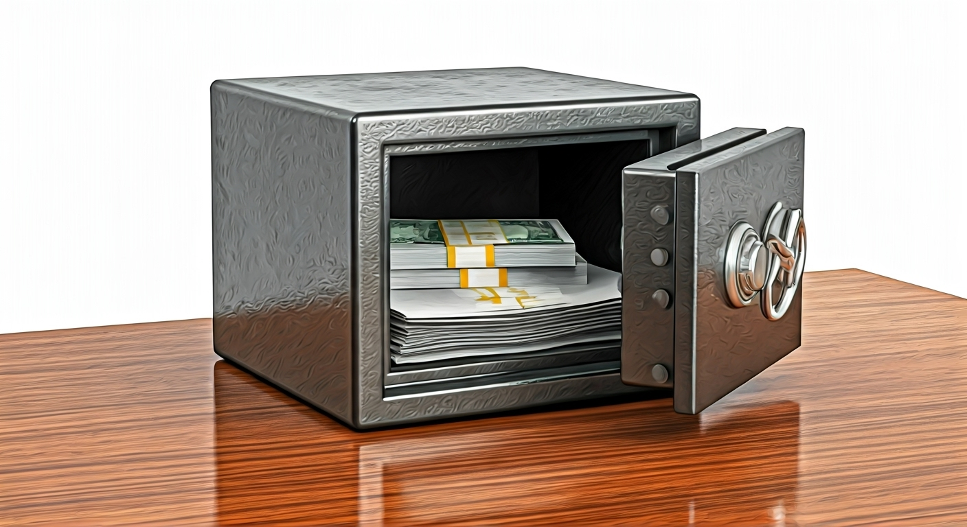 Safe with cash and documents