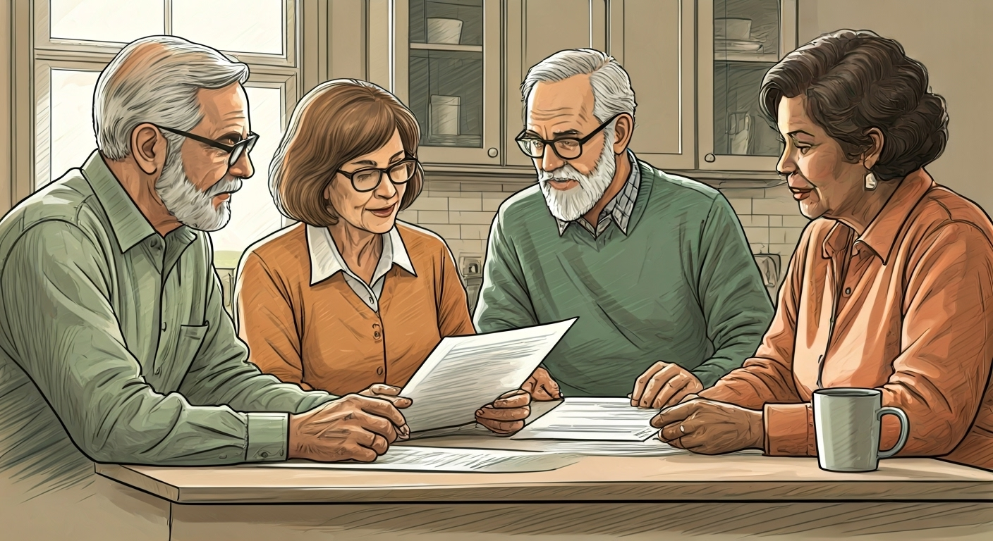 Seniors reviewing insurance documents