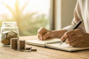 Person Writing Key Aspects of Fixed Annuity and Employer-sponsored-plans