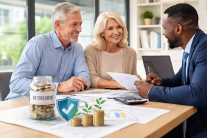 Senior Couple Consulting with Financial Advisor about Fixed Annuities