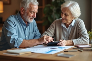 Senior Couple Reviewing Fixed Annuities Documents